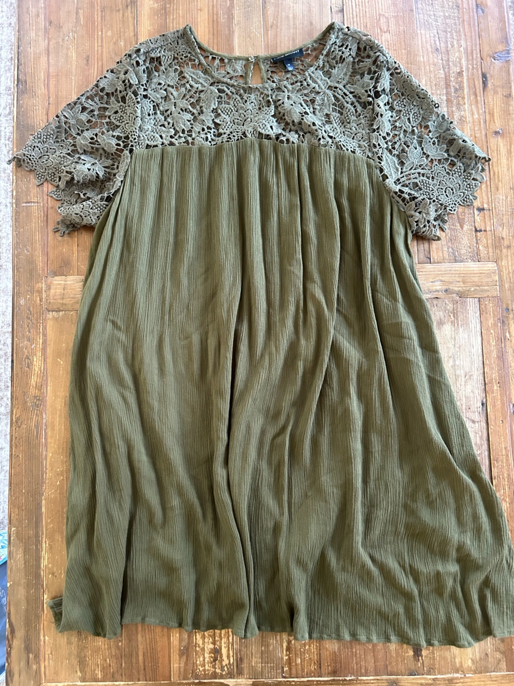 Lane Bryant Olive Green Maxi Skirt with Lace Hem